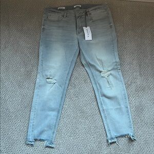 Vigoss Marley Mid Rise Skinny Light Blue Ripped Jeans